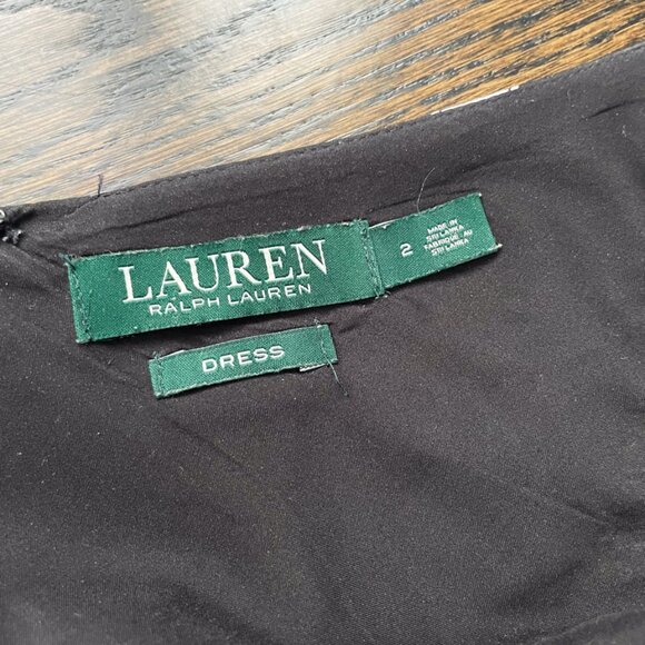 Ralph Lauren Dress Women's Black White Striped Sleeveless Pleated Pockets, Sz. 2 - Picture 3 of 3